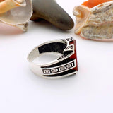 Men's Handmade Red Agate Minimalist Silver Ring - TryAladdin