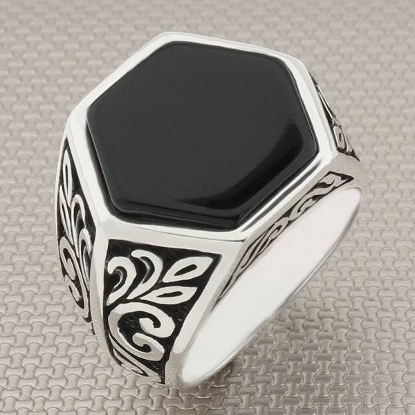 Men's Hexagon Model Authentic Handmade 925 Sterling Silver Ring - TryAladdin