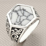 Men's Hexagon Model Authentic Handmade 925 Sterling Silver Ring - TryAladdin