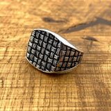 Men's Knitting Pattern Silver Ring - TryAladdin