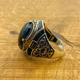 Men's Natural Black Onyx Silver Ring - TryAladdin