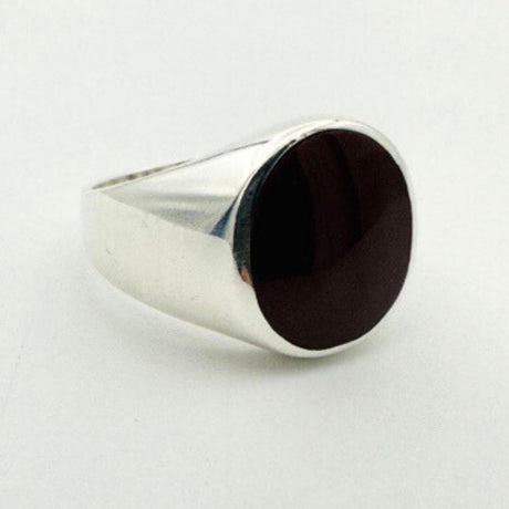 Men's Natural Oval Red Agate Silver Ring - TryAladdin