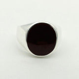 Men's Natural Oval Red Agate Silver Ring - TryAladdin