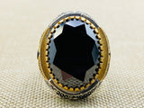 Men's Onyx Stone Black 925 Sterling Silver Ring - TryAladdin