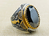 Men's Onyx Stone Black 925 Sterling Silver Ring - TryAladdin