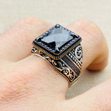 Men's Onyx Stone Black 925 Sterling Silver Ring - TryAladdin