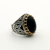 Men's Oval Onyx Silver Ring - TryAladdin