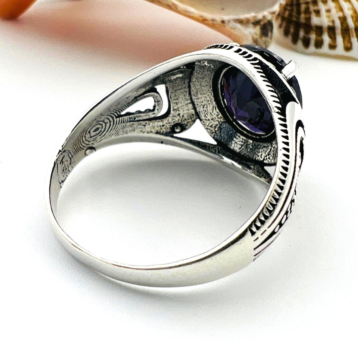 Men's Purple Amethyst Stone Ring - TryAladdin