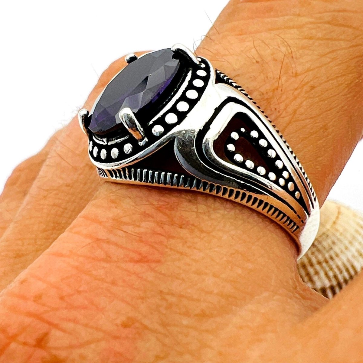 Men's Purple Amethyst Stone Ring - TryAladdin