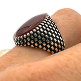 Men's Red Agate Stone Jewelry Ring - TryAladdin