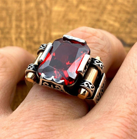 Men's Red Ruby Ring - TryAladdin