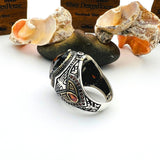 Men's Red Zircon Oval Stone Silver Ring - TryAladdin