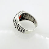 Men's Red Zircon Silver Ring - TryAladdin