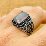 Men's Ruby Silver Ring - TryAladdin