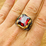 Men's Ruby Stone Silver Ring - TryAladdin