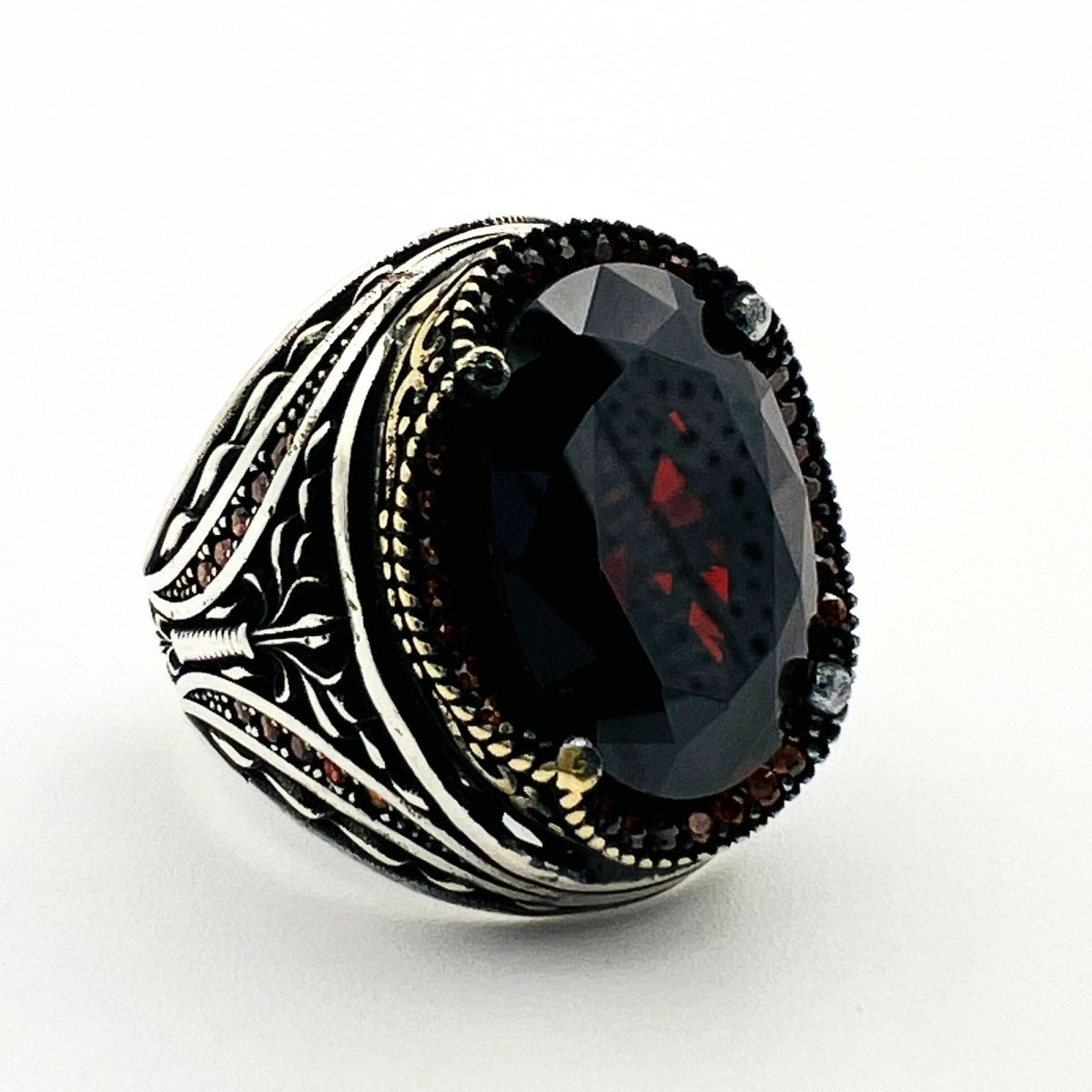 Men's Ruby Stone Silver Ring - TryAladdin