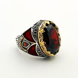 Men's Ruby Stone Silver Ring - TryAladdin