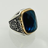 Men's Sapphire Stone Silver Ring - TryAladdin