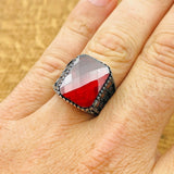 Men's Square Red Zircon Ring - TryAladdin