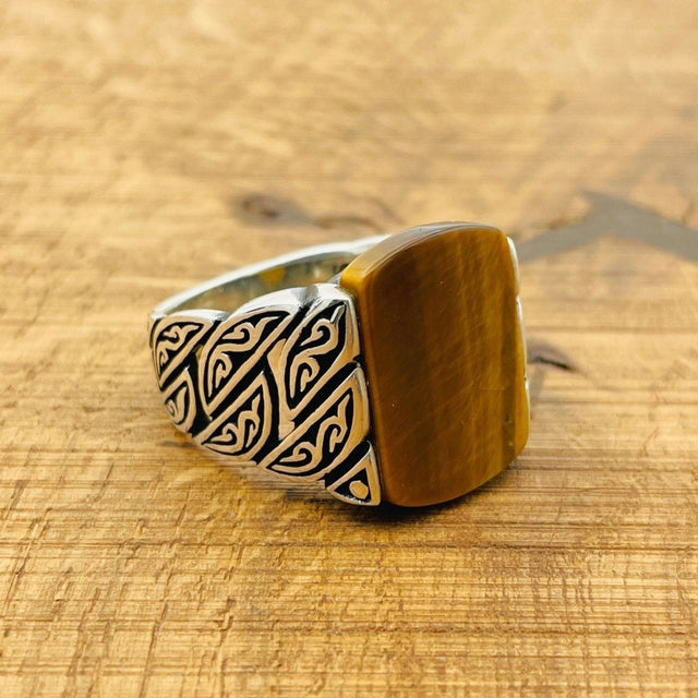 Men’s Tiger Eye Ottoman Ring - TryAladdin