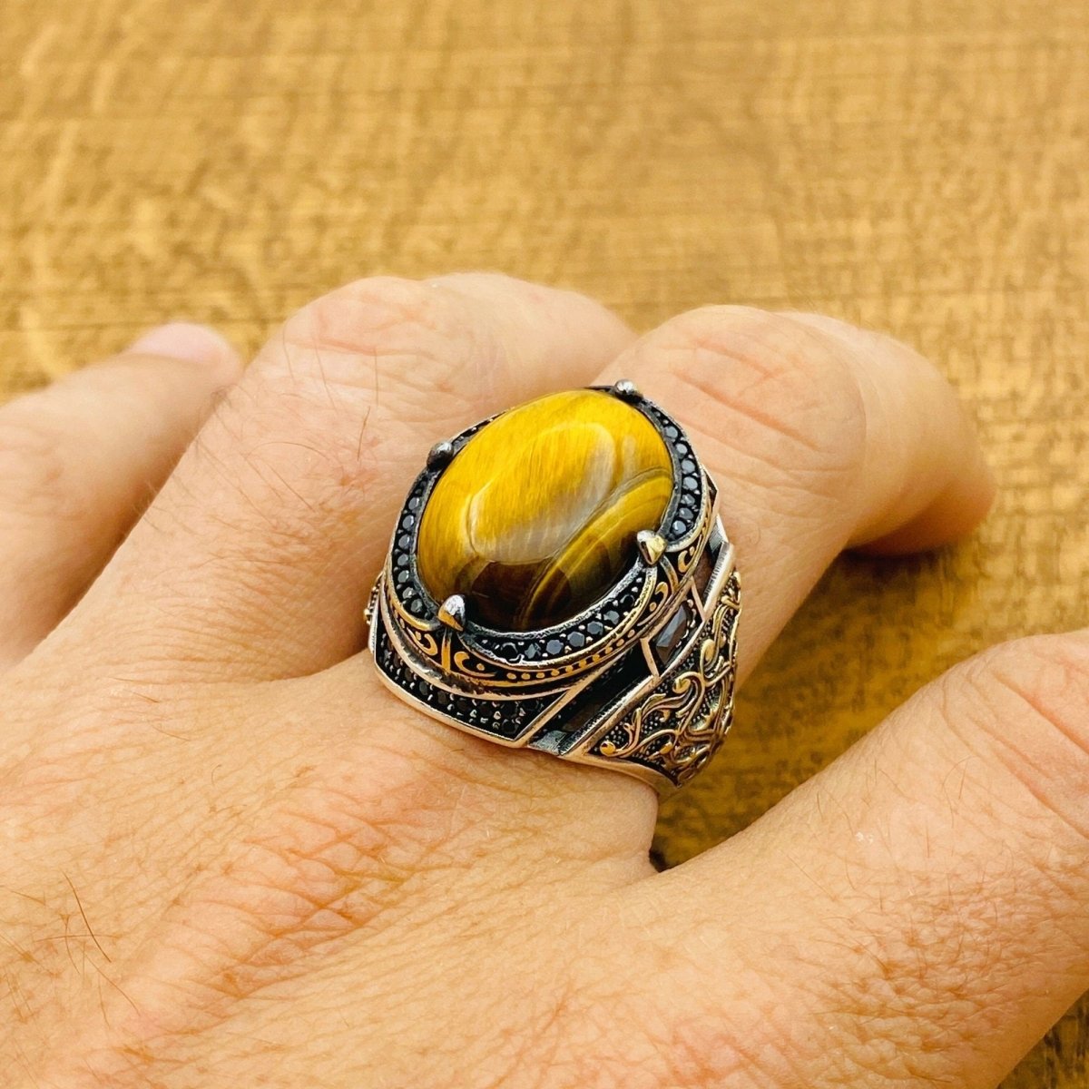 Men's Tiger's Eye Stone Ring - TryAladdin