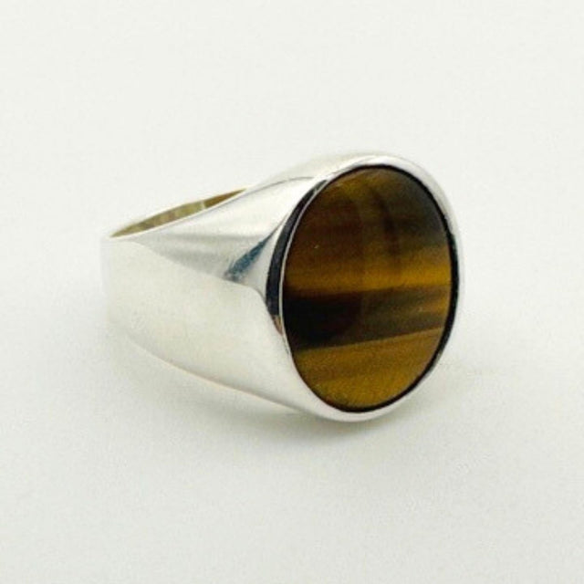 Men's Tiger's Eye Stone Silver Ring - TryAladdin