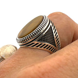 Men's Tiger's Eye Stone Silver Ring - TryAladdin