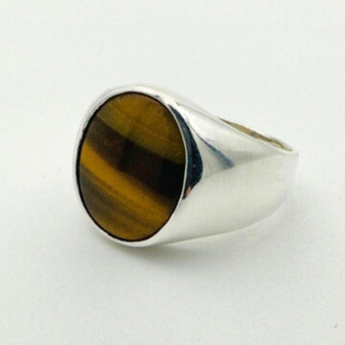 Men's Tiger's Eye Stone Silver Ring - TryAladdin