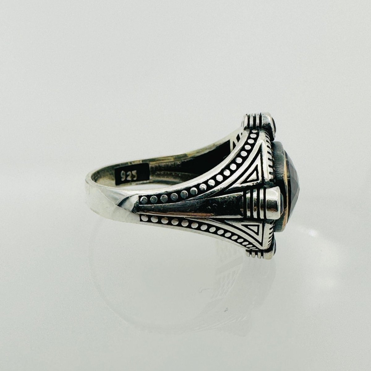 Men's Turkish Black Zircon Stone Silver Ring - TryAladdin