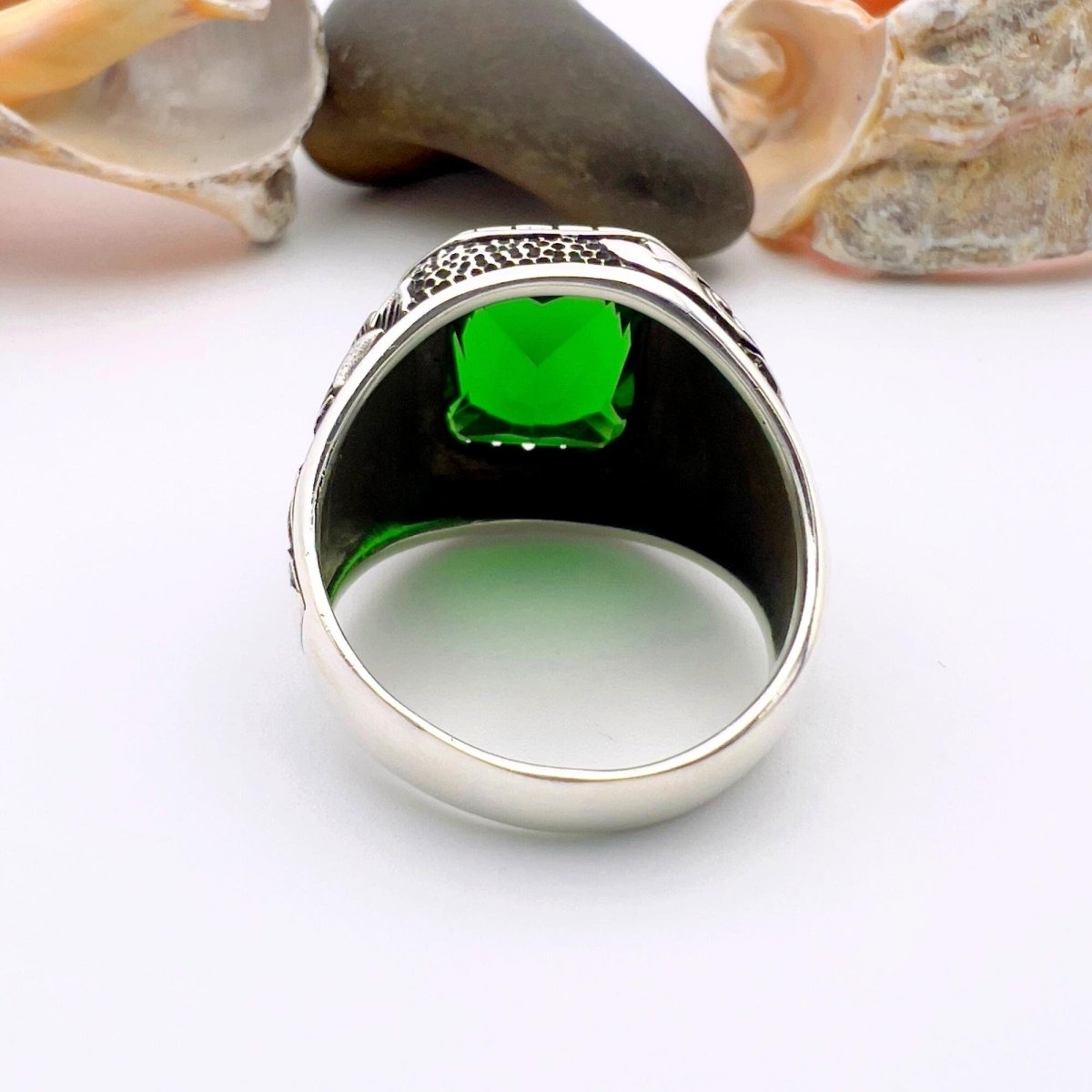 Men's Turkish Onyx Square Sterling Silver Ring - TryAladdin