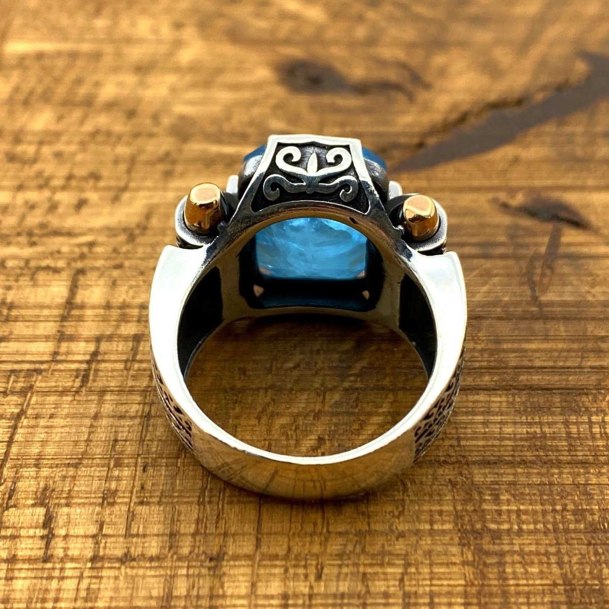 Men's Turkish Turquoise Handmade Silver Ring - TryAladdin