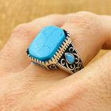 Men's Turquoise Silver Ring - TryAladdin