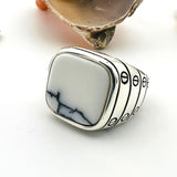 Men's White Turquoise Gemstone Silver Ring - TryAladdin