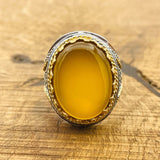 Men’s Yellow Agate Oval Ring - TryAladdin