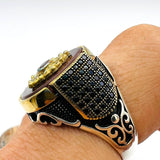 Men's Yemeni Aqeeq Gemstone Ring - TryAladdin