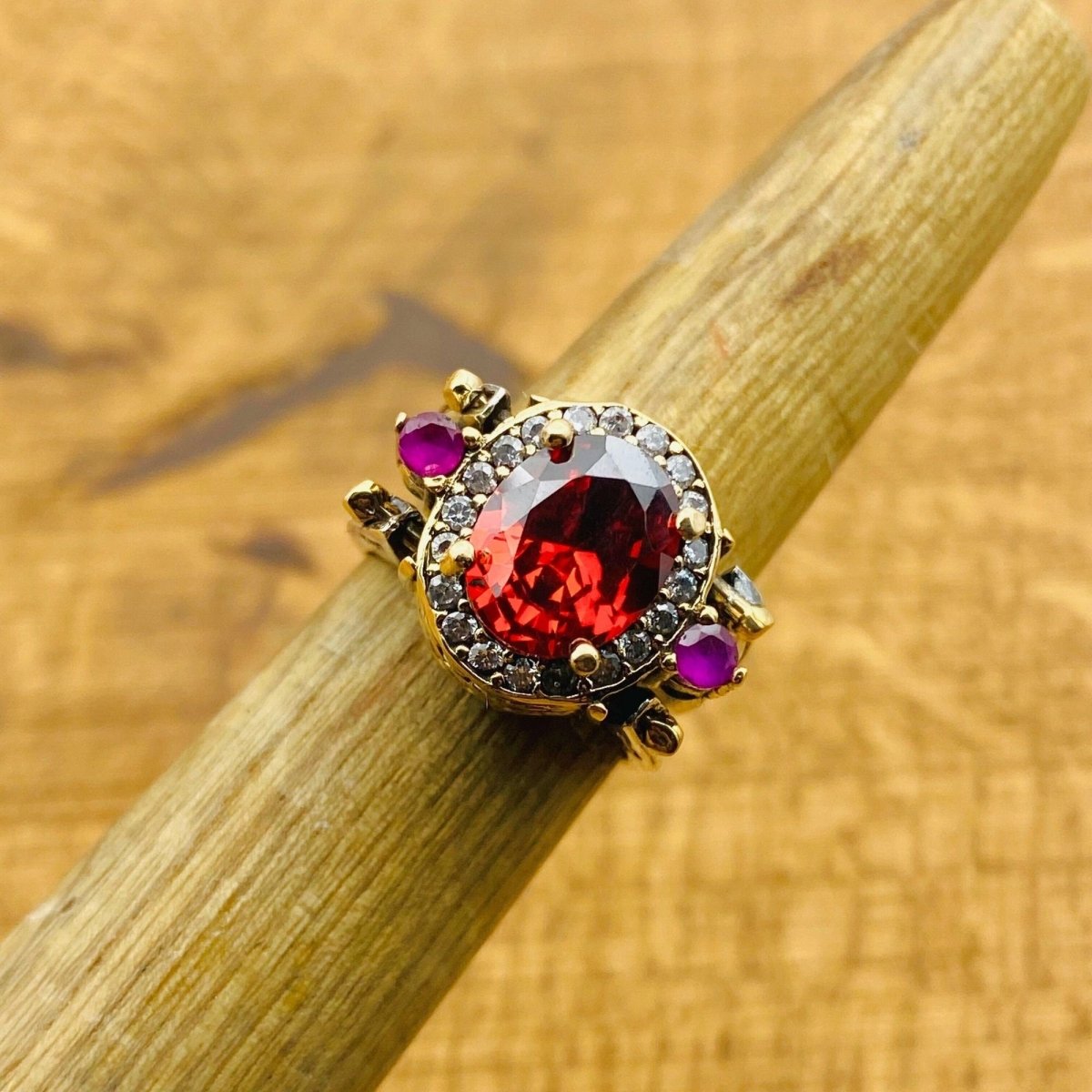 Multi Stone Ring, Amethyst & Ruby Oval - TryAladdin