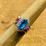 Multi Stone Ring, Blue Sapphire & Red Ruby - TryAladdin