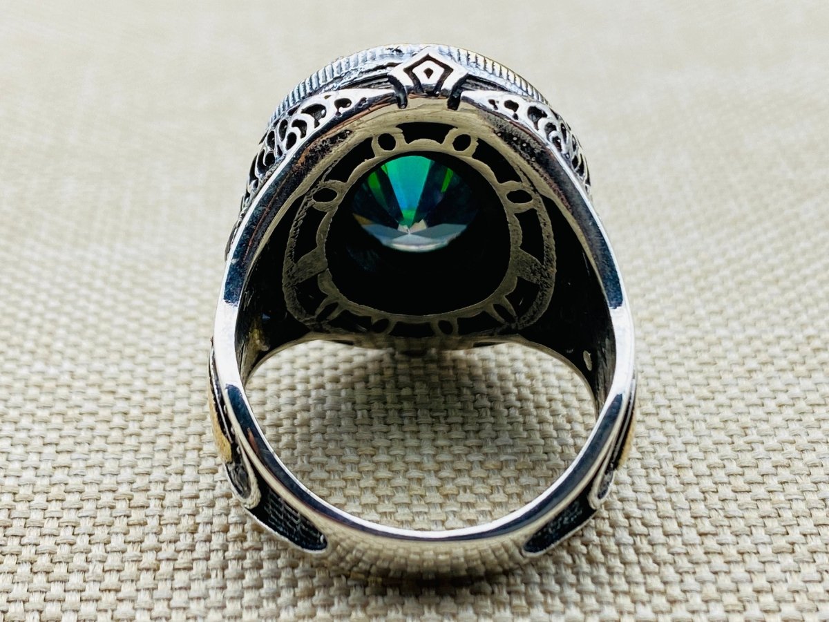 Mystic Topaz Stone Men's Silver Ring - TryAladdin