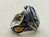 Mystic Topaz Stone Men's Silver Ring - TryAladdin