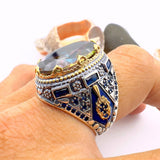 Mystic Topaz Stone Men's Turkish Silver Ring - TryAladdin