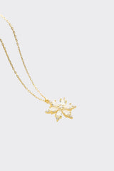 Nereze | Gold Plated White Stone Camellia Flower Necklace - TryAladdin