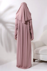 One Piece Practical Prayer Dress with Headscarf and Robe 8015 Powder - TryAladdin