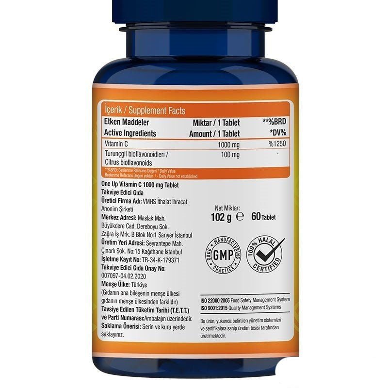 One Up Vitamin C 1000 mg 60 Tablets - TryAladdin