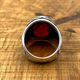 Oval Red Zircon Ottoman Silver Ring - TryAladdin