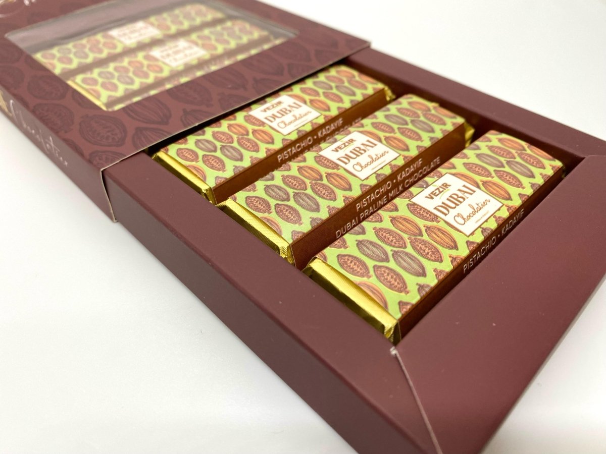 Pistachio Praline Dubai Chocolate Bar – Crispy & Nutty Delight 37gr (6pcs) - TryAladdin