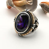 Purple Amethyst Stone Handmade Silver Ring - TryAladdin