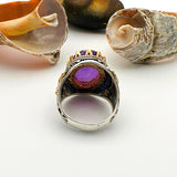 Purple Tourmaline Oval Stone Men's Ring - TryAladdin