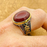 Red Agate Silver Ring for Men - TryAladdin