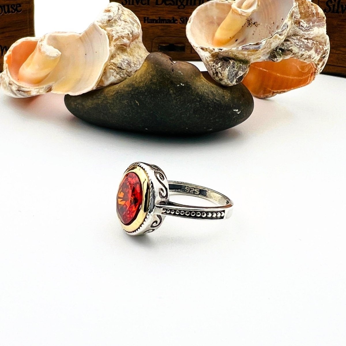 Red Ruby Oval Stone Women's Ring - TryAladdin