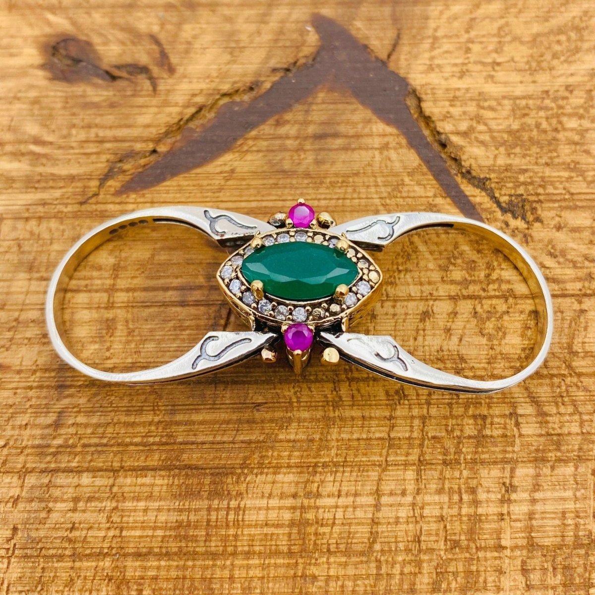 Reversible Ruby Emerald Stone Ring - TryAladdin